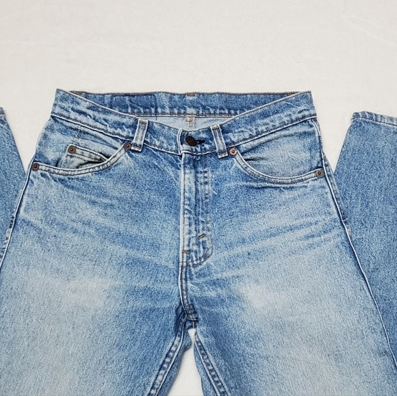 VINTAGE 80s Levi's 405 Orange Tab Light Stone Wash High Rise Straight Leg Jean 4 - Picture 6 of 14